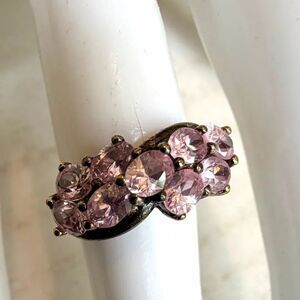 Vintage Sterling Silver Pink CZ Ring Size